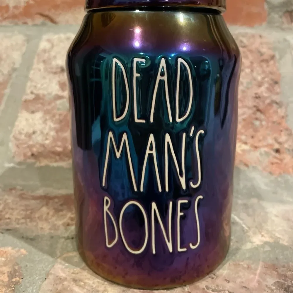 Rae Dunn Dead’s Man’s Bones unique iridescent canister very rare Halloween Decor - Picture 5 of 8